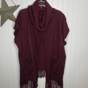 Burgundy Fringe Shawl Size Medium/Large